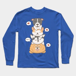 Kawaii Dogs - Pitbull Akita Husky Chow Chow Long Sleeve T-Shirt